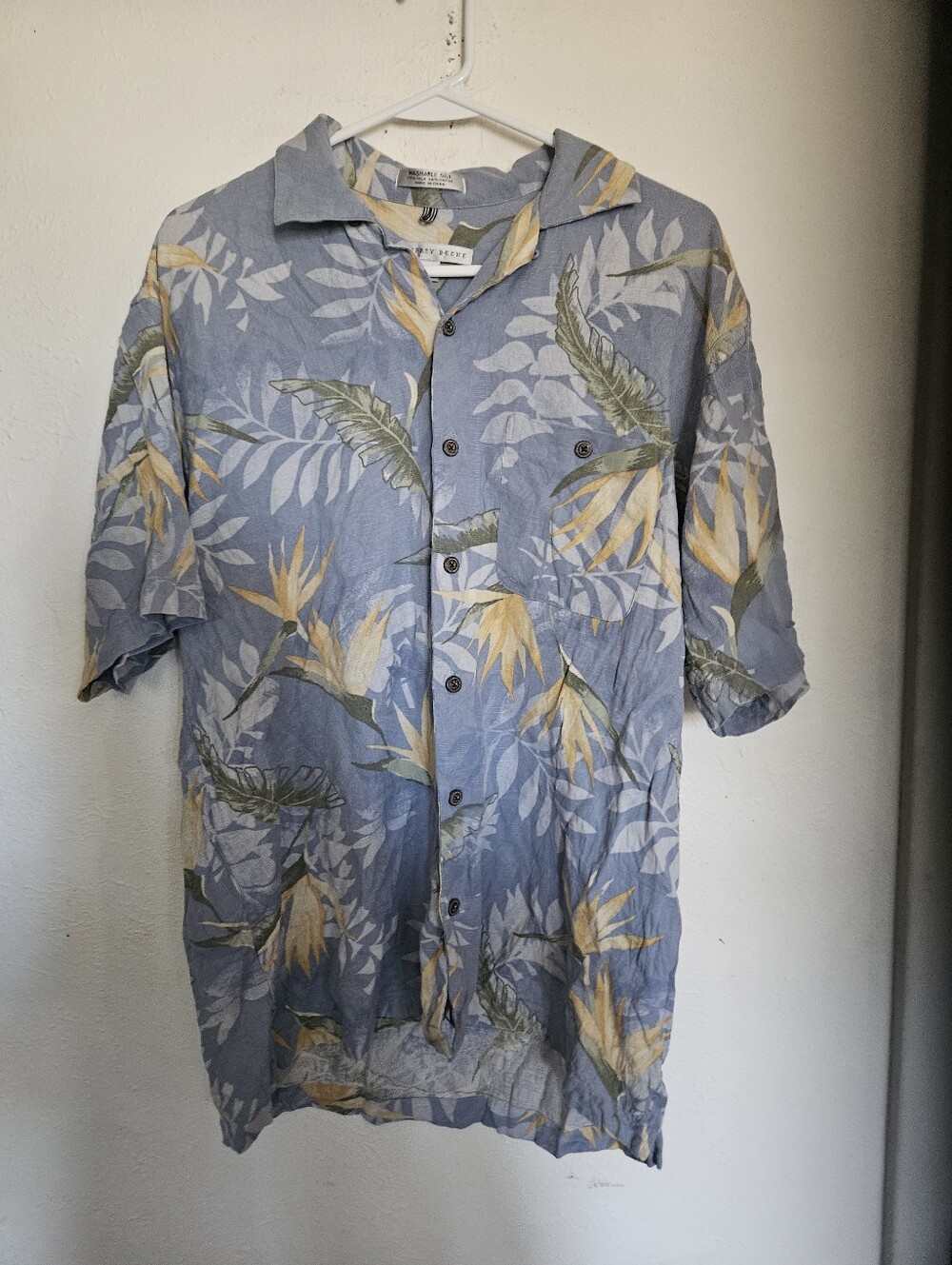 Geoffrey Beene Light Blue Floral Silk Blouse